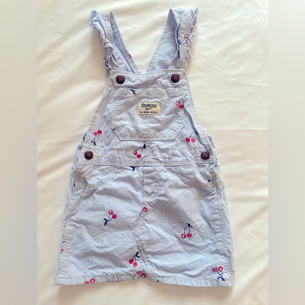 Oshkosh Bgosh 24m Girls blue Jean dress with cherries.